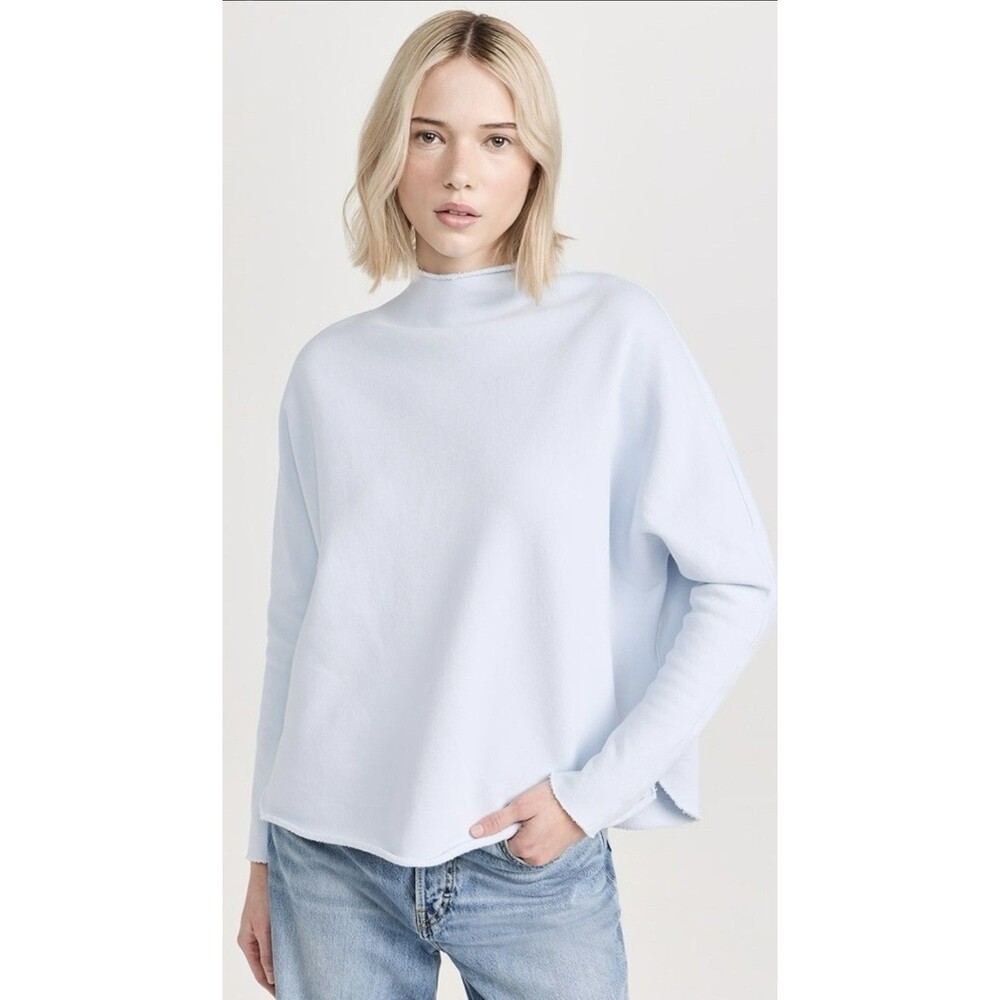 Frank & Eileen Effie Funnel Neck Capelet Long Sleeve Small Blue